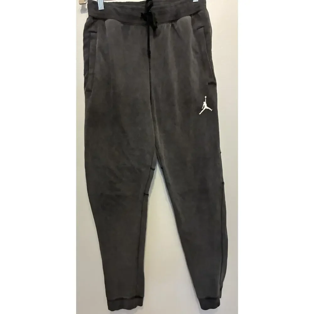 Air Jordan Pants Mens M Grey Dri-Fit Slim Fleece Jogger Charcoal Cozy Gym Casual
